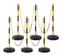 VEVOR Poste de Tráfico 4 Piezas Poste Límite con Base Rellenable Cono de Tráfico de Altura Ajustable Cadena Larga 2,4 m para Control de Tráfico Sitio de Construcción Estacionamiento, Rojo y Blanco