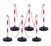 VEVOR Poste de Tráfico 6 Piezas Poste Límite con Base Rellenable Cono de Tráfico de Altura Ajustable Cadena Larga 2,4 m para Control de Tráfico Sitio de Construcción Estacionamiento, Amarillo y Negro
