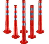 VEVOR Poste de Tráfico 6 Piezas, Poste Límite de 75 cm de Alto, Cono de Tráfico de PU con Base y Tiras Reflectantes, para Control de Tráfico, Estacionamiento en Obras de Construcción, Naranja