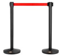 VEVOR Poste guía 2 piezas 93 cm Barrera de marcado de control de multitudes con 1 cinta retráctil 200 cm para separación de colas de demarcación en escuelas públicas Teatro Hotel Exposición