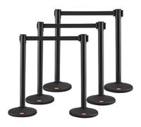 VEVOR Poste Guía 8 Piezas 93 cm Barrera de Marcado para Control de Multitudes con Cinturón Retráctil 200 cm para Separación de Cola de Demarcación en Escuelas Públicas Teatro Hotel Exposición, Negro