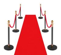 VEVOR Poste Guía de Barrera 6 Piezas con 4 Cuerdas de Terciopelo y Alfombra Roja, Barrera de Marcado de Control de Multitudes con Base, para Cola de Separación de Demarcación en Teatro Exposición