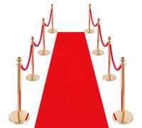 VEVOR Poste Guía de Barrera 8 Piezas con 6 Cuerdas de Terciopelo y Alfombra Roja, Barrera de Marcado de Control con Base, para Cola de Separación de Demarcación en Teatro Hotel Exposición, Dorado