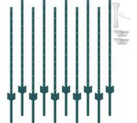 VEVOR Postes de Cerca de Metal 121,92 cm Postes de Cerca de Acero al Carbono Resistentes 10 Piezas Postes de Metal para jardín, Césped, Granjas, Cercas al Aire Libre, Huertos, Carreteras, Verde