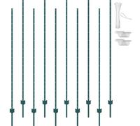 VEVOR Postes de Cerca de Metal 213,36 cm Postes de Cerca de Acero al Carbono Resistentes 10 Piezas Postes de Metal para jardín, Césped, Granjas, Cercas al Aire Libre, Huertos, Carreteras, Verde