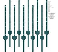 VEVOR Postes de Cerca de Metal 91,44 cm Postes de Cerca de Acero al Carbono Resistentes 10 Piezas Postes de Metal para jardín, Césped, Granjas, Cercas al Aire Libre, Huertos, Carreteras, Verde