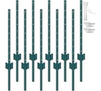 VEVOR Postes de Cerca de Metal 91,44 cm Postes de Cerca de Acero al Carbono Resistentes 10 Piezas Postes de Metal para jardín, Césped, Granjas, Cercas al Aire Libre, Huertos, Carreteras, Verde