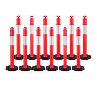 VEVOR Postes de Tráfico 12 Piezas Bolardo de Tráfico 1140 mm con Banda Reflectante y Base con Peso 350 mm Postes de Barrera Resistentes para Aparcamiento, Estadios Deportivos, Lugares de Exhibición