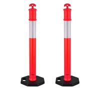 VEVOR Postes de Tráfico 2 Piezas 1140 mm Base con Peso Banda Reflectante, Rojo
