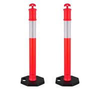 VEVOR Postes de Tráfico 2 Piezas Bolardo de Tráfico 1140 mm con Banda Reflectante y Base con Peso 350 mm Postes de Barrera Resistentes para Aparcamiento, Estadios Deportivos, Lugares de Exhibición