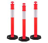 VEVOR Postes de Tráfico 3 Piezas Bolardo de Tráfico 1140 mm con Banda Reflectante y Base con Oeso 350 mm Postes de Barrera Resistentes para Aparcamiento, Estadios Deportivos, Lugares de Exhibición