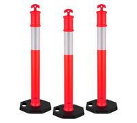 VEVOR Postes de Tráfico 3 Piezas Bolardo de Tráfico 1140 mm con Banda Reflectante y Base con Oeso 350 mm Postes de Barrera Resistentes para Aparcamiento, Estadios Deportivos, Lugares de Exhibición