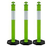 VEVOR Postes de Tráfico 3 Piezas Bolardo de Tráfico 1140 mm con Banda Reflectante y Base con Peso Postes de Barrera Resistentes para Aparcamiento, Estadios Deportivos, Lugares de Exhibición, Verde
