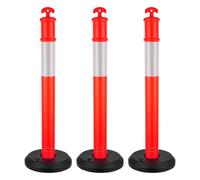 VEVOR Postes de Tráfico 3 Piezas Bolardo de Tráfico 1140 mm con Base Rellenable y Banda Reflectante Postes de Barrera para Estacionamiento, Garajes, Estadios Deportivos, Lugares de Exhibición, Rojo