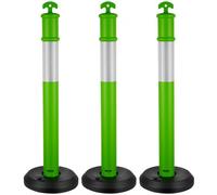VEVOR Postes de Tráfico 3 Piezas Bolardo de Tráfico 1140 mm con Base Rellenable y Banda Reflectante Postes de Barrera para Estacionamiento, Garajes, Estadios Deportivos, Lugares de Exhibición, Verde