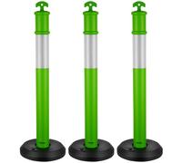 VEVOR Postes de Tráfico 3 Piezas Bolardo de Tráfico 1140 mm con Base Rellenable y Banda Reflectante Postes de Barrera para Estacionamiento, Garajes, Estadios Deportivos, Lugares de Exhibición, Verde