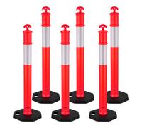 VEVOR Postes de Tráfico 6 Piezas Bolardo de Tráfico 1140 mm con Banda Reflectante y Base con Peso 350 mm Postes de Barrera Resistentes para Aparcamiento, Estadios Deportivos, Lugares de Exhibición