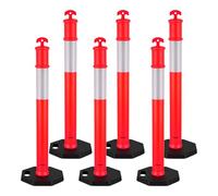VEVOR Postes de Tráfico 6 Piezas Bolardo de Tráfico 1140 mm con Banda Reflectante y Base con Peso 350 mm Postes de Barrera Resistentes para Aparcamiento, Estadios Deportivos, Lugares de Exhibición