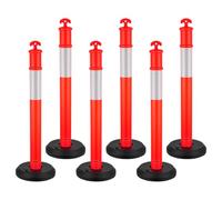 VEVOR Postes de Tráfico 6 Piezas Bolardo de Tráfico 1140 mm con Base Rellenable y Banda Reflectante Postes de Barrera para Estacionamiento, Garajes, Estadios Deportivos, Lugares de Exhibición, Rojo