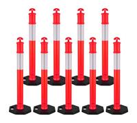 VEVOR Postes de Tráfico 9 Piezas Bolardo de Tráfico 1140 mm con Banda Reflectante y Base con Peso Postes de Barrera Resistentes para Aparcamiento, Estadios Deportivos, Lugares de Exhibición, Rojo