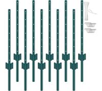 VEVOR Postes de Cerca de Metal 91,44 cm Postes de Cerca de Acero al Carbono Resistentes 10 Piezas Postes de Metal para jardín, Césped, Granjas, Cercas al Aire Libre, Huertos, Carreteras, Verde