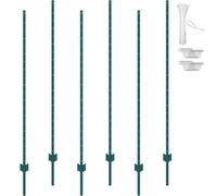 VEVOR Postes de Cerca de Metal 182,88 cm Postes de Cerca de Acero al Carbono Resistentes 6 Piezas Postes de Metal para jardín, Césped, Granjas, Cercas al Aire Libre, Huertos, Carreteras, Verde