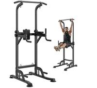 VEVOR Power Tower Dip Station - Estación de dominadas de 10 niveles de altura ajustable, multifuncional para entrenamiento de fuerza para gimnasio en casa con respaldo ajustable de 7 niveles