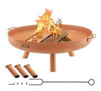 VEVOR Pozo de Fuego Acero al Carbono Pintado Marrón Brasero Grande 13kg 28 cm de Altura 2,3 mm de Grosor Cuenco para Fogatas al Aire Libre paraJardines, Patios, Parques, Patios Traseros, Porches