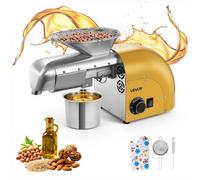 VEVOR Prensa de Aceite Eléctrica 1250 W, Máquina de Prensado de Aceite 5 kg/h, Prensado en Caliente y Frío 50-300 °C, Extractor de Acero Inoxidable, Uso Doméstico y Comercial, para Cacahuetes, Soja