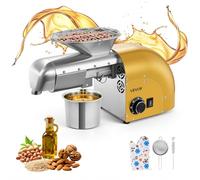 VEVOR Prensa de Aceite Eléctrica 1250 W, Máquina de Prensado de Aceite 5 kg/h, Prensado en Caliente y Frío 50-300 °C, Extractor de Acero Inoxidable, Uso Doméstico y Comercial, para Cacahuetes, Soja