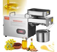VEVOR Prensa de Aceite eléctrica máquina de extracción de Aceite de Acero Inoxidable 850W Temperatura Ajustable 0-300°C expulsor de Aceite de Prensa para Exprimir Cacahuetes, Semillas de sésamo