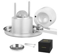 VEVOR Prensa de Bolas de Hielo 2,4" Kit de Prensa de Bolas de Hielo de Aleación de Avión para Esfera de Hielo de 60mm Prensa de Hielo con Pinza y Bandeja de Goteo para Whisky, Cocktail, Bourbon, Plata