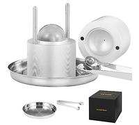 VEVOR Prensa de Bolas de Hielo 2,4" Kit de Prensa de Bolas de Hielo de Aleación de Avión para Esfera de Hielo de 60mm Prensa de Hielo con Pinza y Bandeja de Goteo para Whisky, Cocktail, Bourbon, Plata