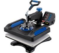 VEVOR Prensa de Calor 30 x 38 cm 0-410 °F Máquina de Prensado en Calor 1000 W Negro y Azul Máquina de Prensado de Calor para Camiseta Digital para Transferir Letras, Números e Imágenes en la Ropa