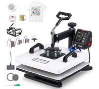 VEVOR Prensa de Calor 38 x 38 cm Máquina para Sublimación Multifuncional | 8 en 1, 360° Giratorio, Control Digital de Tiempo y Temperatura, Accesorios de Impresión para Camisetas Tazas Gorras Platos