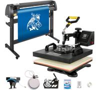 VEVOR Prensa de Calor 5 en 1 1800 W 38 x 38 cm Máquina Cortadora de Vinilo 1350 mm Máquina de Impresión de Calor Giratoria para Camisetas, Tazas, Platos, Gorras, Rotación Completa de 360°