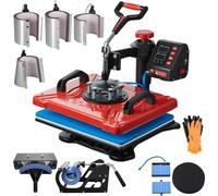 VEVOR Prensa de Calor Multifuncional 10 en 1, Máquina de Sublimación Roja 29 x 38 cm Máquina Impresión de Calor 1000W Giratoria para Camisetas, Diseño Giratorio de 360°, con Accesorios Completos