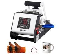 VEVOR Prensa de Calor para Tazas Máx. de 444 mL Prensa Térmica para Vasos, Temporizador 0-999s Temperatura Ajustable 0-220℃, Pantalla LED, con Guantes y Cinta, Máquina para Vasos de Vidrio Cerámica