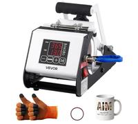 VEVOR Prensa de Calor para Tazas Máx. de 444 mL Prensa Térmica para Vasos, Temporizador 0-999s Temperatura Ajustable 0-220℃, Pantalla LED, con Guantes y Cinta, Máquina para Vasos de Vidrio Cerámica