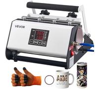 VEVOR Prensa de Calor para Tazas Máx. de 887 mL Prensa Térmica para Vasos, con Cinta Guantes Control de Temperatura Temporizador, Máquina de Impresión para Vasos de Vidrio Cerámica Acero Inoxidable