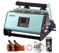 VEVOR Prensa de Calor para Tazas Prensa Térmica para Vasos Máx. de 887 mL, Temperatura Ajustable 0-220℃ Temporizador 0-999s Cinta y Guantes, Máquina de Sublimación para Vasos de Vidrio Cerámica, Verde