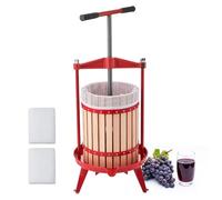 VEVOR Prensa de Frutas y Vino Capacidad de 18 L, Exprimidor Manual Cesta de Madera Maciza de Haya, Prensa de Vino con 2 Bolsas de Filtro, Asa en Forma de T, para Hacer Zumo de Sidra, Manzana, UVA