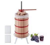 VEVOR Prensa de Frutas y Vino Capacidad de 30 L, Exprimidor Manual Cesta de Madera Maciza de Haya, Prensa de Vino con 2 Bolsas de Filtro, Placa de Prensado, para Hacer Zumo de Sidra, Manzana, Uva