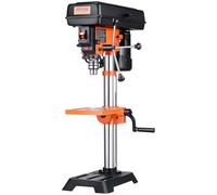 VEVOR Prensa de taladro de sobremesa, 3.2 amperios y 5 velocidades ajustable con columpio de 10 pulgadas, marco de hierro fundido, mesa de trabajo se inclina 0-45°, ideal para taladrar madera y metal