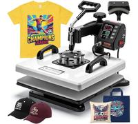 VEVOR Prensa de transferencia 38 x 38 cm máquina de sublimación 2 en 1 | 1250 W, función de giro de 360 grados, calentamiento rápido y uniforme, tiempo + control de temperatura, camisetas