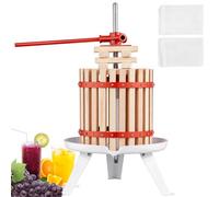 VEVOR Prensa de Vino de Fruta 12 L Cesta de Madera Maciza con 6 Bloques Exprimidor Manual Prensa para Hacer Zumo, Sidra, Manzana, Uva, Verduras, Miel, Aceite de Oliva con Barra de Mango para Cocina