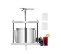 VEVOR Prensa de Vino de Frutas 12 L, 2 Barriles de Acero Inoxidable, Exprimidor Manual, para Hacer Sidra, Manzana, Uva, Tintura, Miel, Aceite de Oliva con Mango Triangular, 370 x 355 x 665 mm