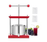 VEVOR Prensa de Vino de Frutas 3 L, 2 Barriles de Acero Inoxidable, Exprimidor Manual, Sidra, Manzana, Tintura de Uva, Miel, Aceite de Oliva, para Cocina al Aire Libre y Hogar, 260 x 205 x 560 mm
