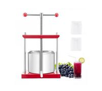 VEVOR Prensa de Vino de Frutas 6 L, 2 Barriles de Acero Inoxidable, para Sidra, Manzana, Uva, Tintura, Aceite de Oliva, con Mango en T para Cocina al Aire Libre y Hogar, 300 x 242 x 675 mm, Rojo