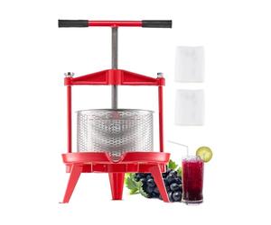VEVOR Prensa de Vino de Frutas 9 L Cesta de Acero Inoxidable con Estructura Triangular y Travesaño Exprimidor manual Prensa para Tintura de Sidra, Manzana y Uva con Mango en T para Cocina, Hogar
